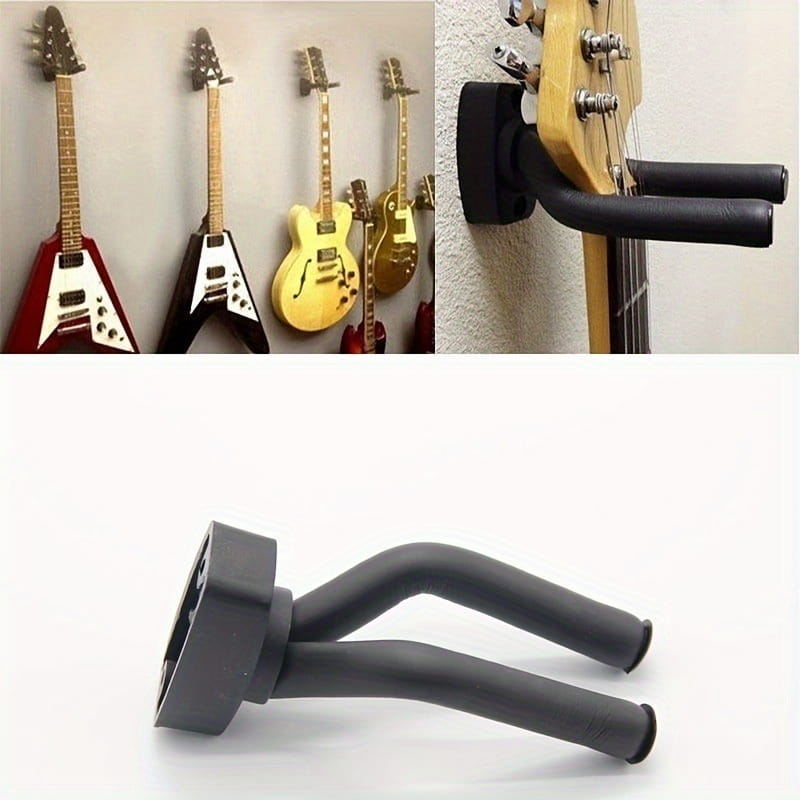 2-Pack Black Guitar Wall Mount Space-Saving Double Guitar Stand Easy-To-Install Wall Organizer Suitable for Acoustic and Electric Guitars