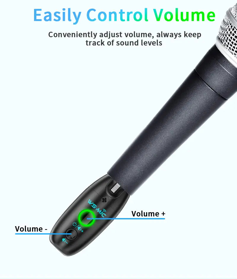 Wireless Microphone System (2 Transmitters + 1 Receiver) – HD Sound for Mobile Karaoke & PC Recording