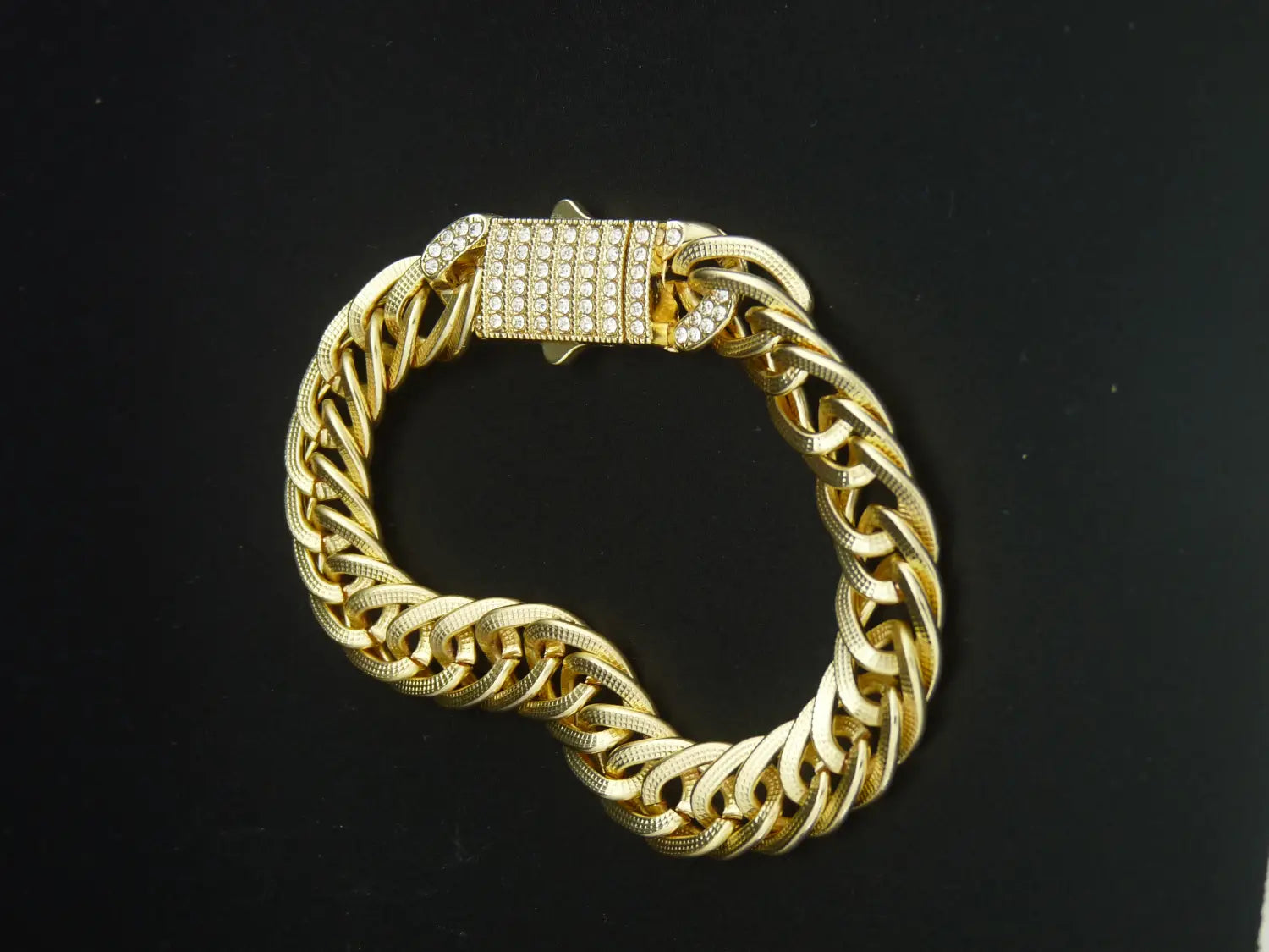 1 Piece Hip Hop Punk Style 14K Gold Plated Cuban Chain Style Chunky Chain Bracelet Necklace Set