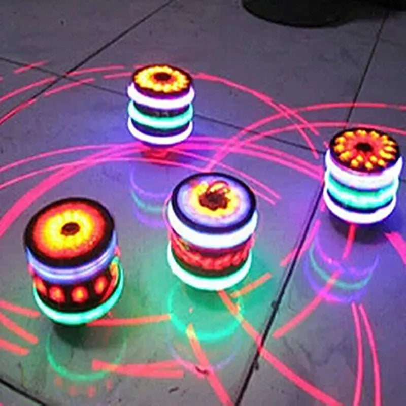 Colorful Flash LED Light Laser Music Spinning Top Wooden Luminous Hand Spinner Classic Gyroscope Toy Kids Boys Girls Christmas