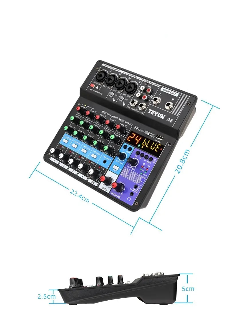 Professional 8-6-4 channel digital mixer sound card microphone mobile phone live broadcast computer recording DJ audio equipment