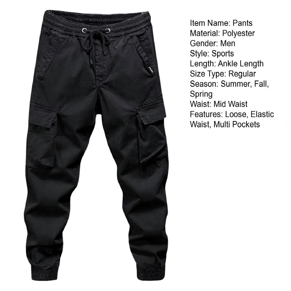 2025 M-5XL Sweatpants Men Cargo Pants Drawstring Waist Multi Pockets Overalls Ankle-banded Streetwear Hip Hop Long Trousers