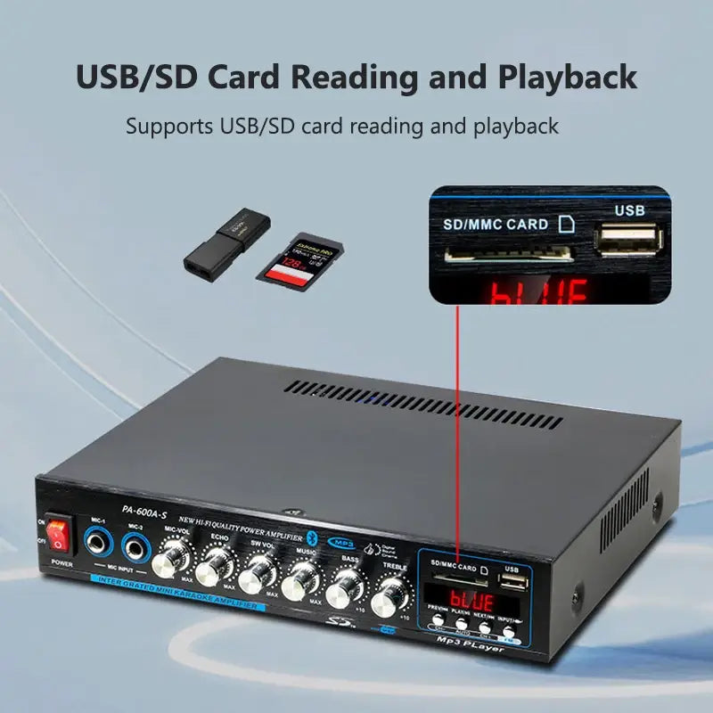 High Power Professional Hifi Bluetooth Amplifier 4.1 Channel Surround Sound FM USB Remote Control 800W Home Car Amplifier Stereo