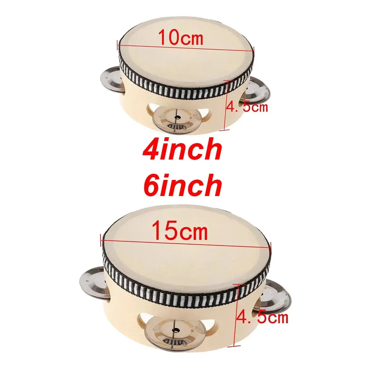 6inch Hand Held Drum Tambourine Drum Metal Jingles Percussion Musical Instrument For KTV Party Games
