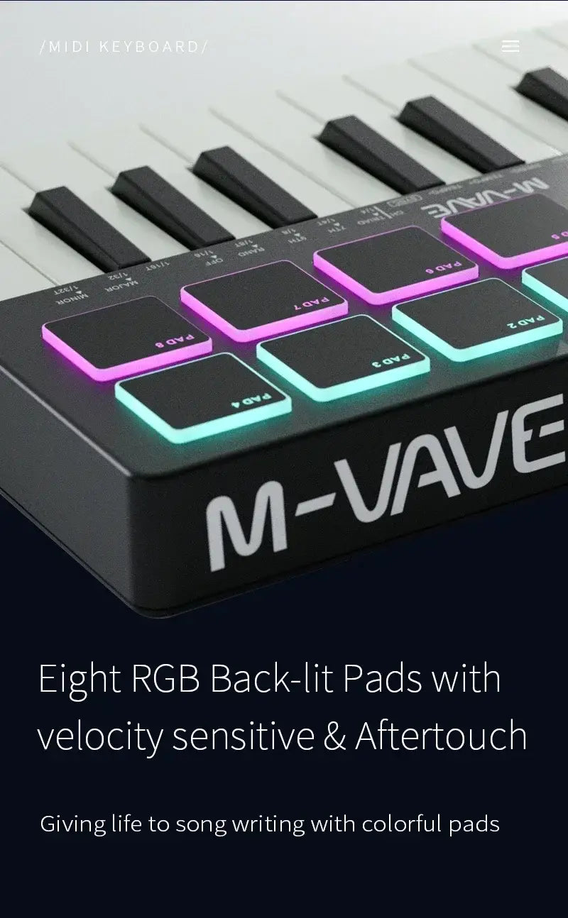 M-VAVE 25-Key MIDI Control Keyboard SMK-25 Mini USB Keyboard MIDI Mini Portable USB Keyboard MIDI Controller Rechargeable Parts