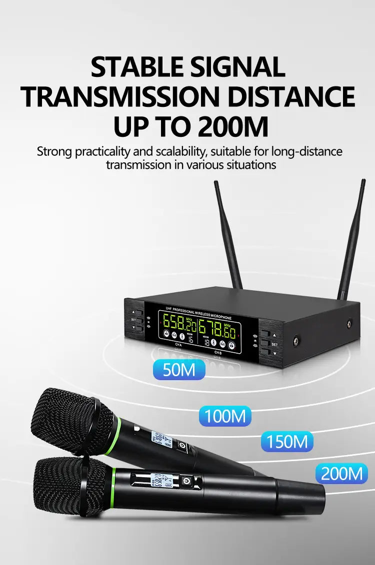 Professional wireless microphone 2 channels charging handheld home karaoke KTV performance singing microphone