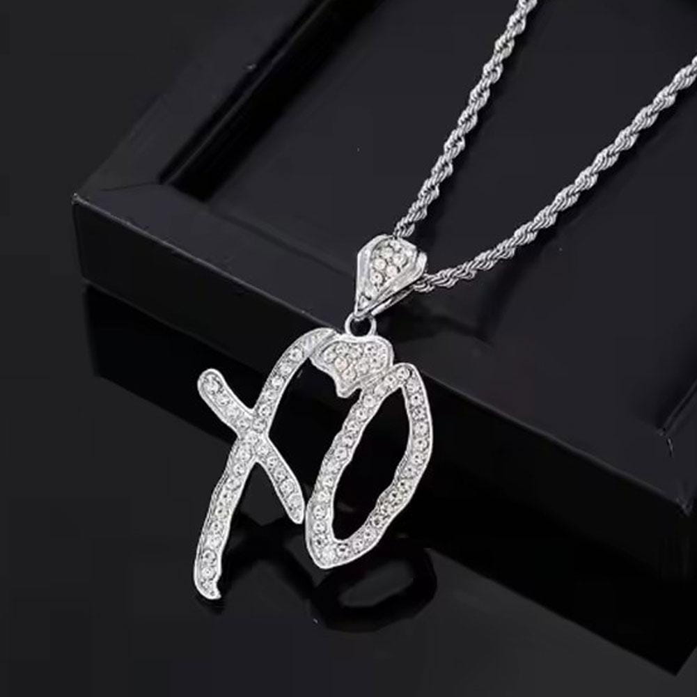 Fashion XO Necklace Cubic Zirconia Letter Pendant Sweater Chain Light Luxury Hip Hop Party Jewelry Accessories For Men Women