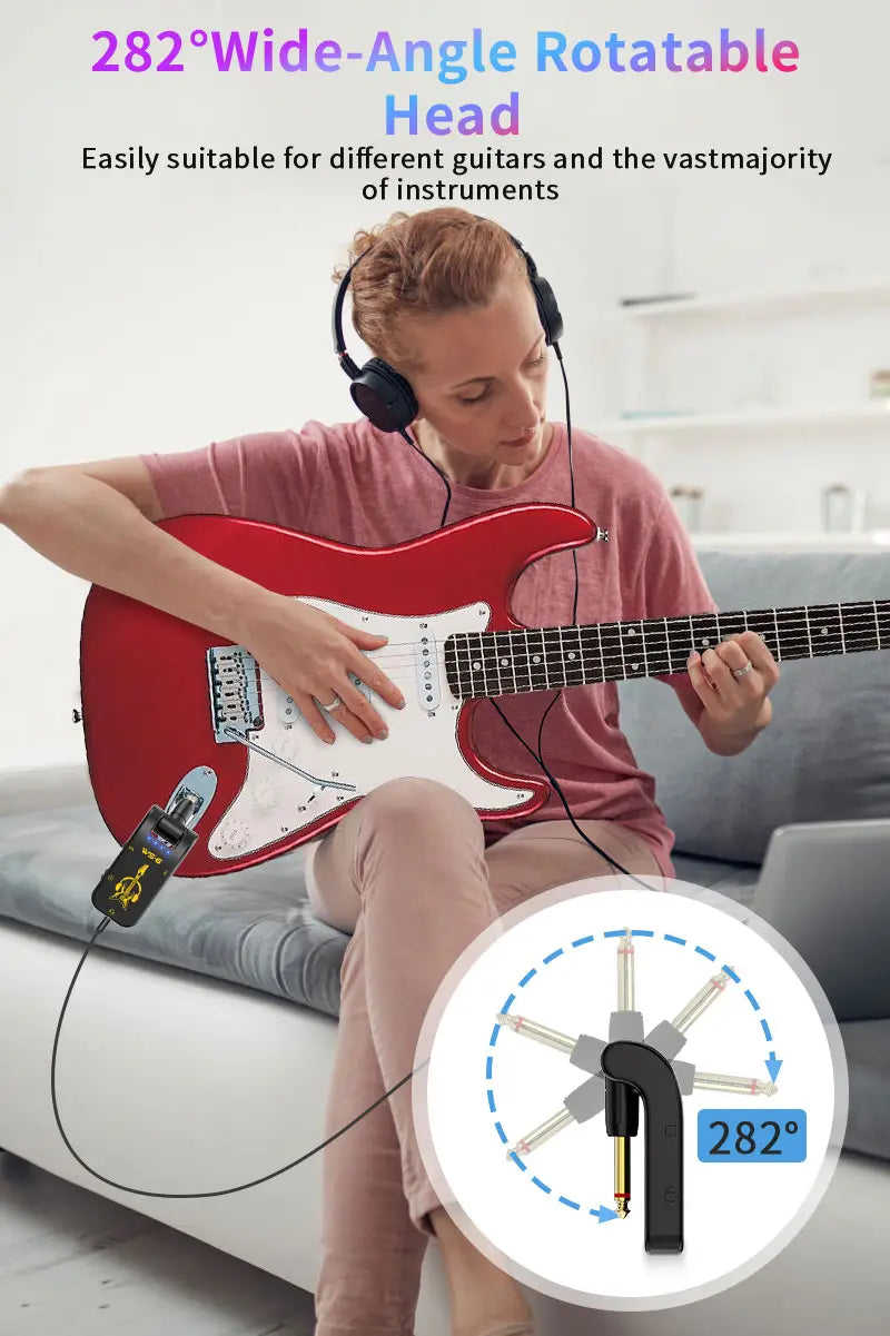Portable Guitar Headphone Mini Amp with Rechargeable Lithium Battery & Swivel Audio Jack – Perfect for Guitar Practice