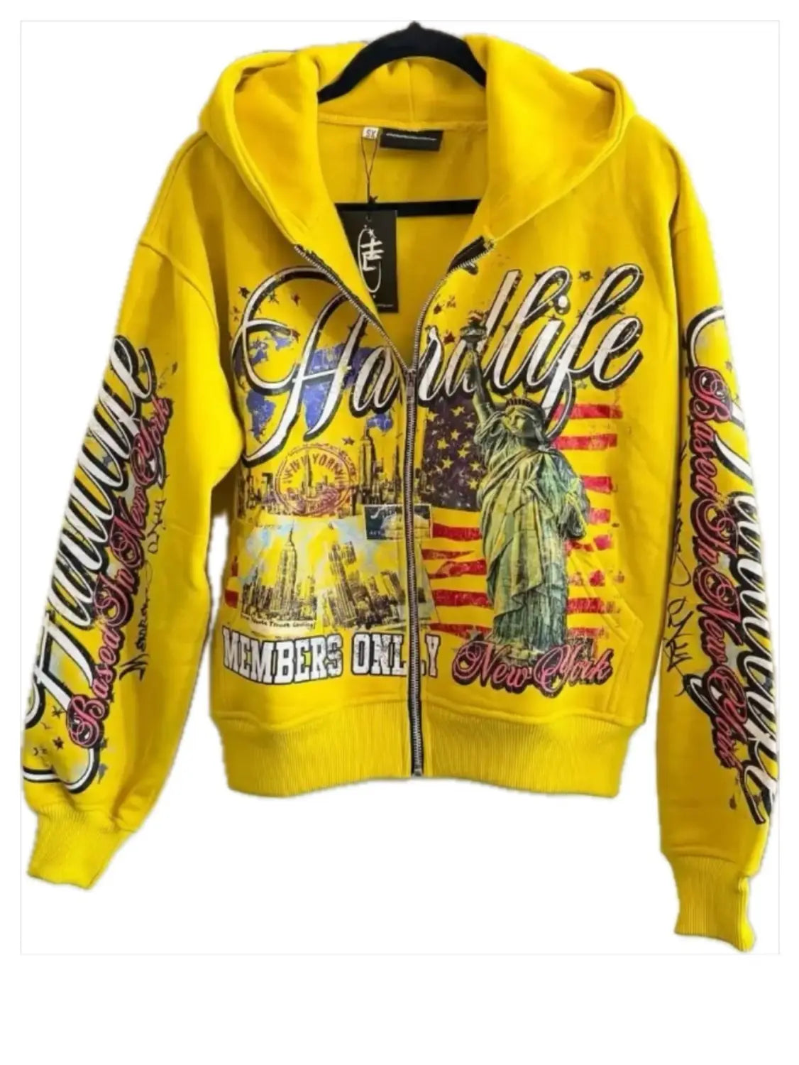 Retro letter printing zipper sweatshirt jacket casual men and women fashion personality design hoodie Y2K hip-hop streetwear