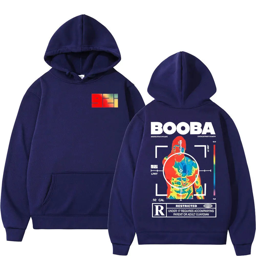 France Rapper BOOBA B2O Tour 2025 Hoodies Men’s Retro Style Hip Hop Long Sleeves Hooded Sweatshirts Clothing Oversized Pullover