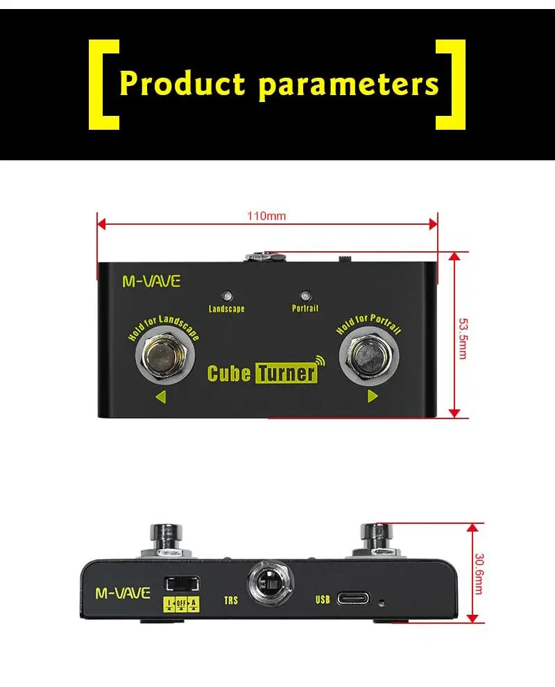 M-VAVE Cube Turner Wireless Page Turner Pedal Rechargeable Music Sheet Supports Looper Connection Compatible Guitar Pedal Parts