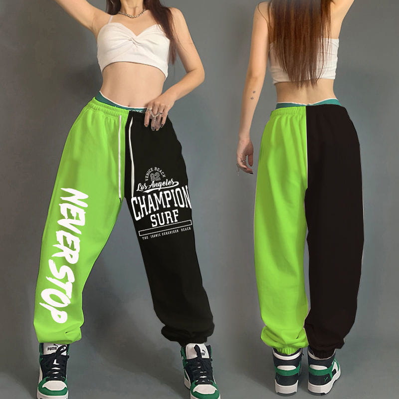 Hip Hop Women Streetwear Dance Sweatpants Spring Autumn New High Waist Letter Print Pockets Cotton Loose Fashion Casual Trousers