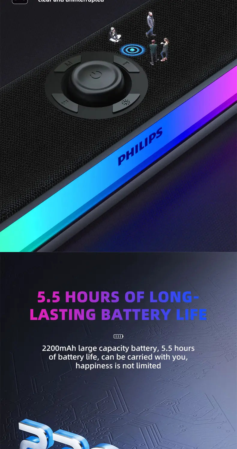 Philips SPA6109 Gaming Desktop Soundbar Full Screen RGB Noise Reduction Speaker with Mic Wired BT 5.3 Computer Sound System