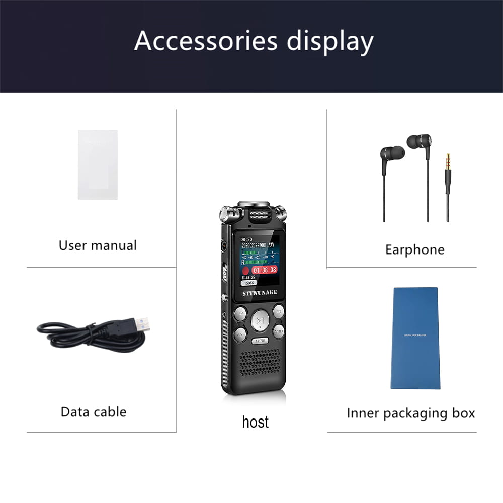 Professional Voice Activated Digital Audio Voice Recorder 8GB 16GB 32G Noise Cancelling Recording PCM Support OTG WAV MP3 Player