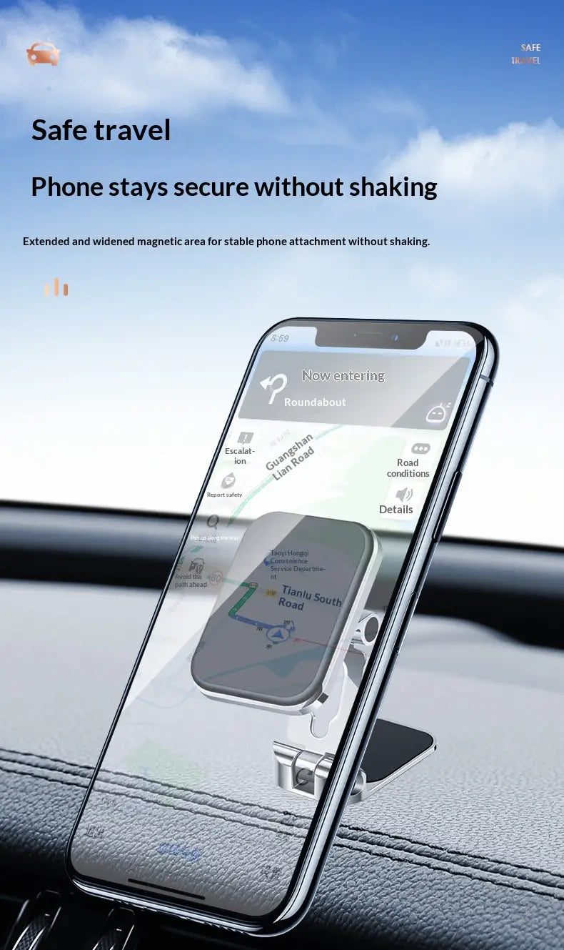 Suction Type Car Mobile Phone Stand Strong Magnetic Attraction Foldable Air Outlet Instrument Panel Adhesion Navigation Stand