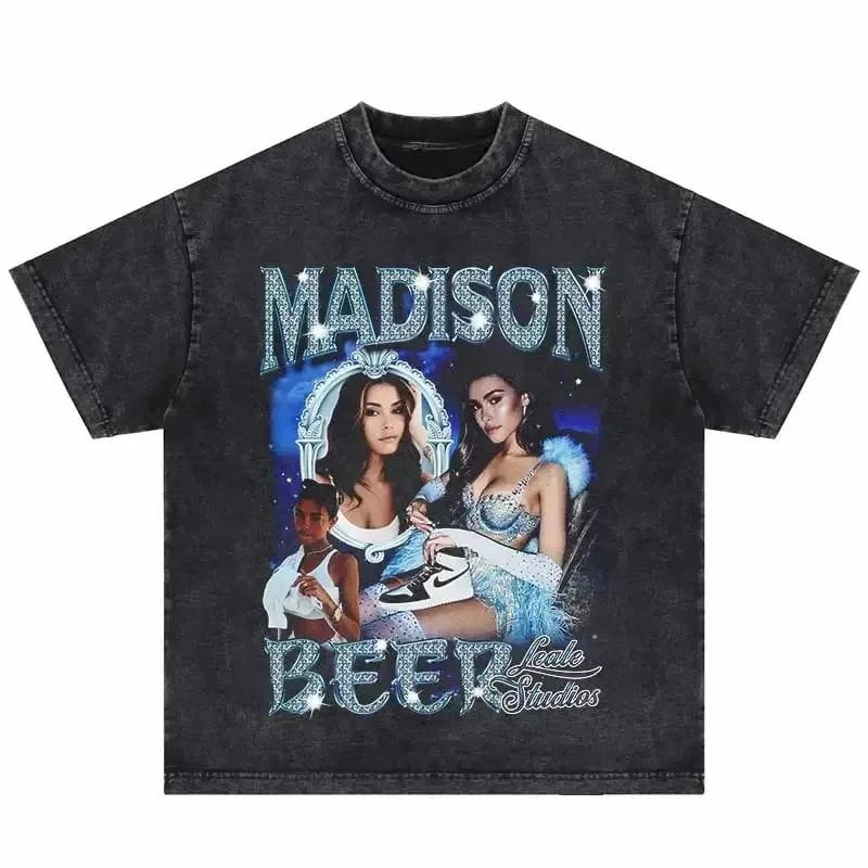 Hip Hop Vintage T-Shirt Aaliyahs Baby Girl Purple Bootleg Print T Shirts Harajuku Streetwear Summer Casual Loose Tops Unisex