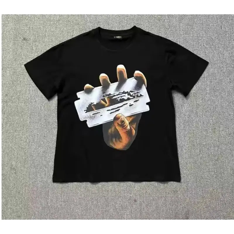 American Street Hip Hop Retro Short Sleeve T-Shirt Printed Women’s Loose Cotton Crew Neck Couple Summer T-Shirt Harajuku