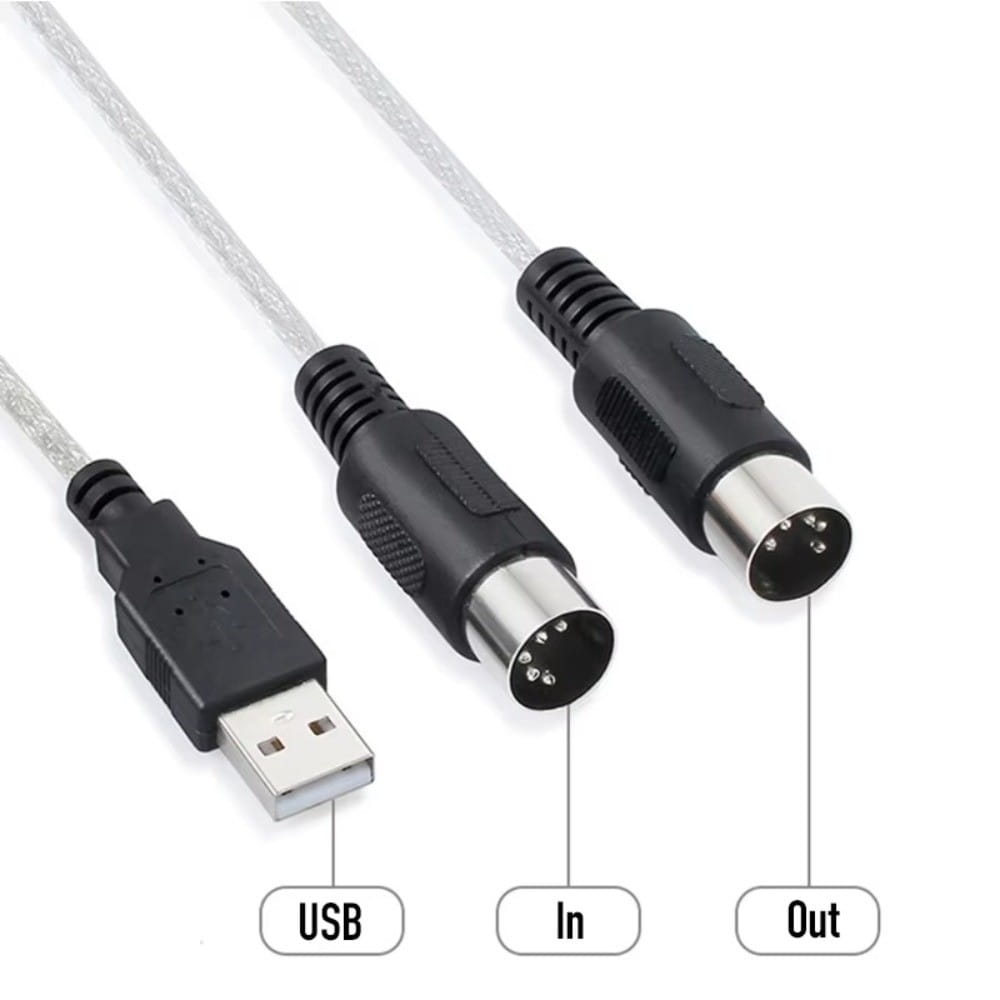 5 Pin MIDI to USB Converter Portable Keyboard to PC Converter MIDI Interface Cable IN-OUT Instrument Supplies MIDI Adapter Cable