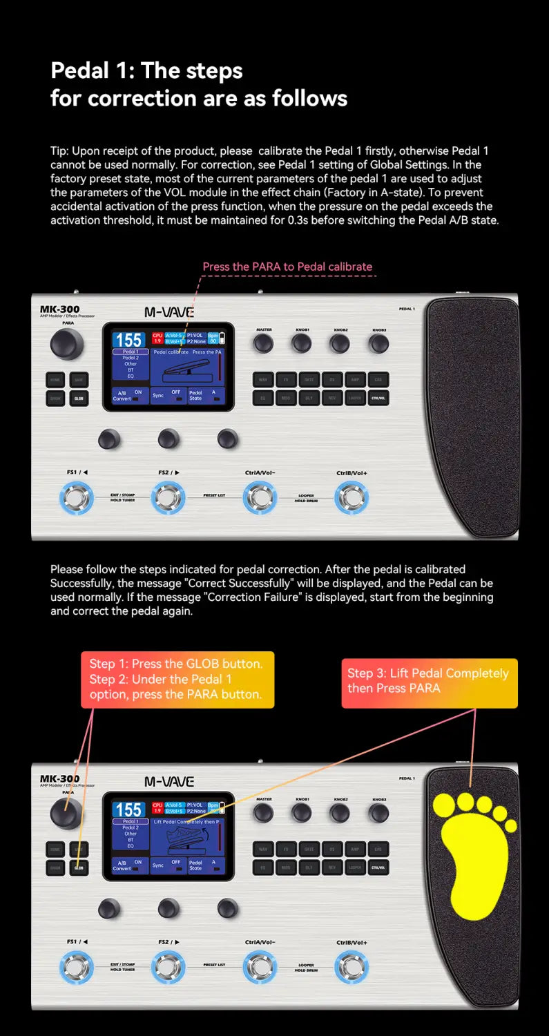 M-VAVE MK-300 Guitar Bass Multi-Effect Processor with 150s Looper 128 Drums MIDI DAW 120AMP 10h Battery ANN Neural Modeling