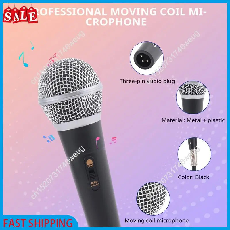 Flash Deal-Karaoke Microphone Handheld Professional Wired Dynamic Microphone Clear Voice Mic For Karaoke Vocal Music Performance