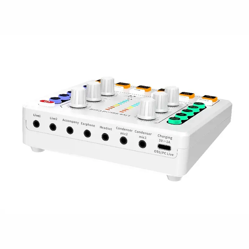 ABAC-M8 Live Sound Card Wireless Bluetooth Audio Mixer Podcast Equipment With Microphone
