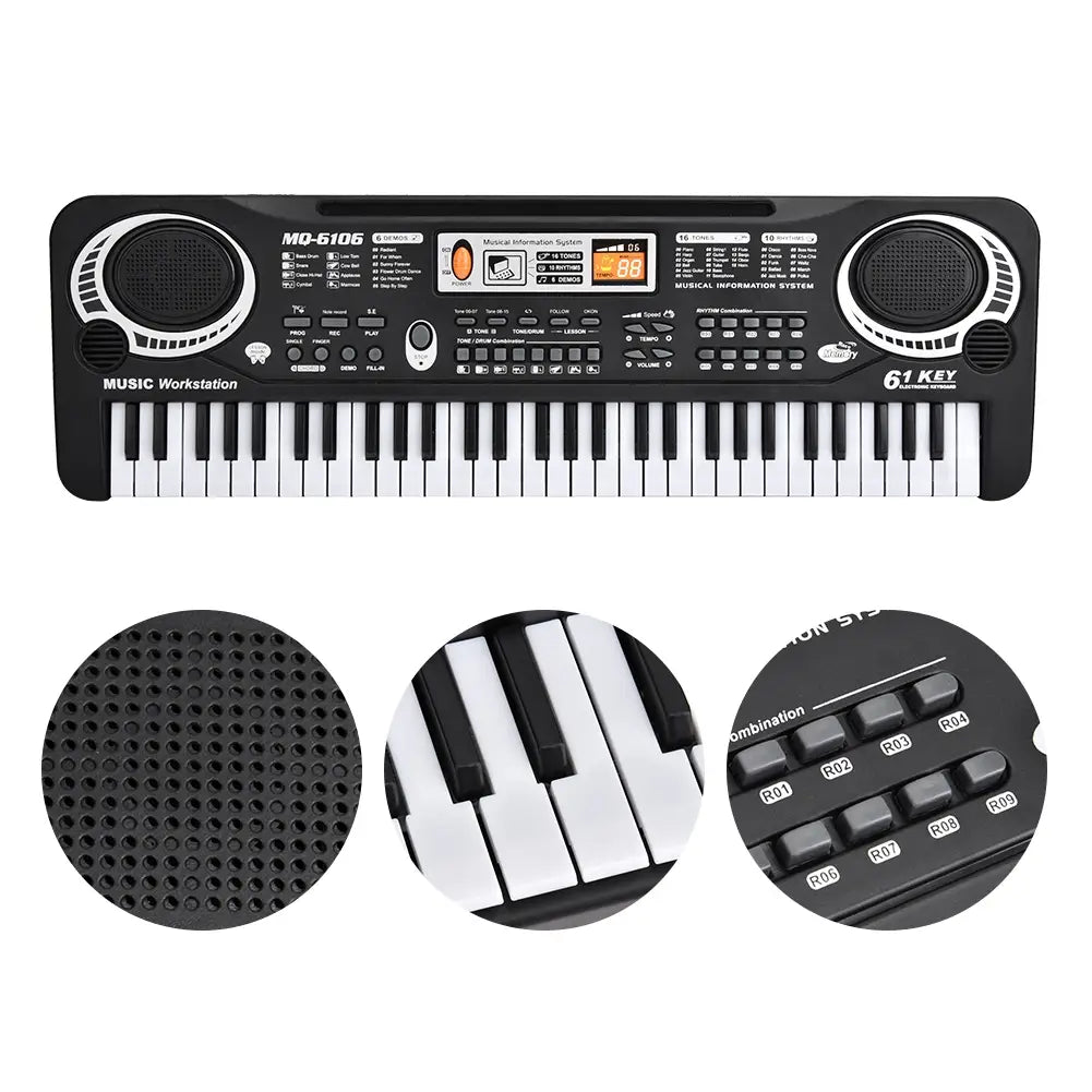 Electric Piano Musical Instruments 61‑Key Electric Digital Key Board Piano Musical Instruments Kids with Microphone