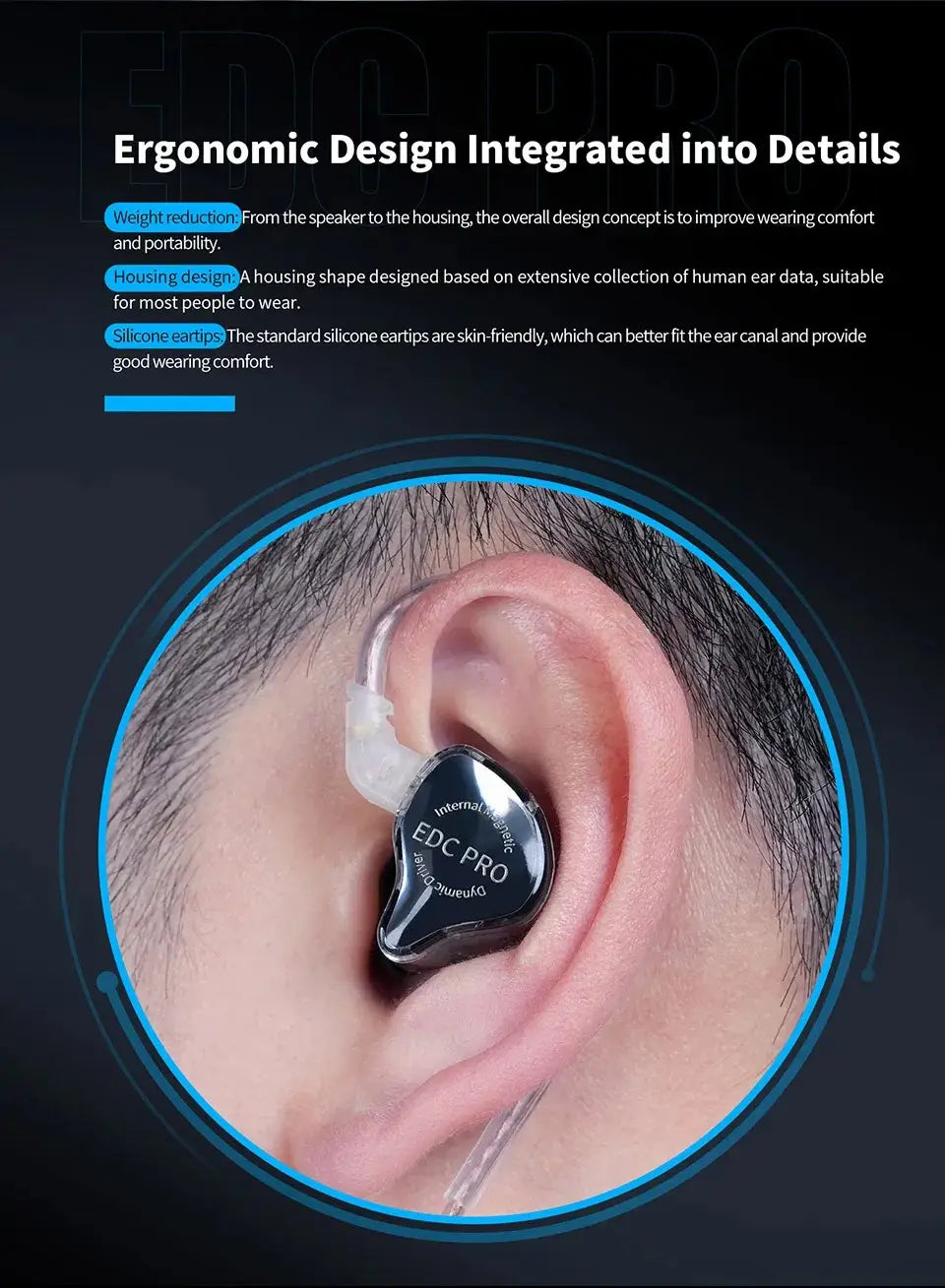 New KZ EDC PRO HIFI 3.5MM AUX Wired Earphone Dynamic High Performance Monitor In-Ear Earbuds Detachable Cable Harman EDXPRO Lite