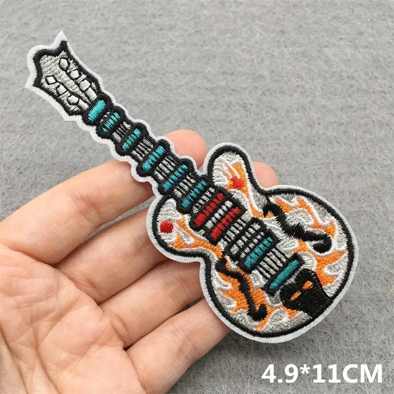 Rock Music Embroidered Patches on Clothes Stickers DIY Ironing Appliques Patches for Clothing Jacket Jeans Headset Guitar Stripe