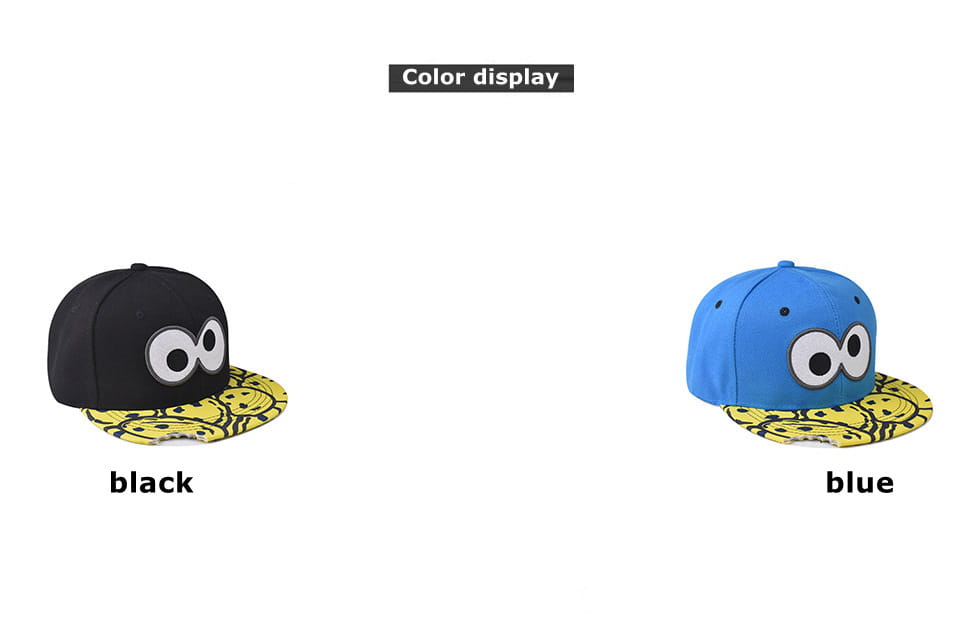 Hip-hop cap Flat hat Big eyes cute Embroidery pattern Cartoon Fashion Flat brim hat Sport cap Hip Hop Fitted Cap Youth tide cap