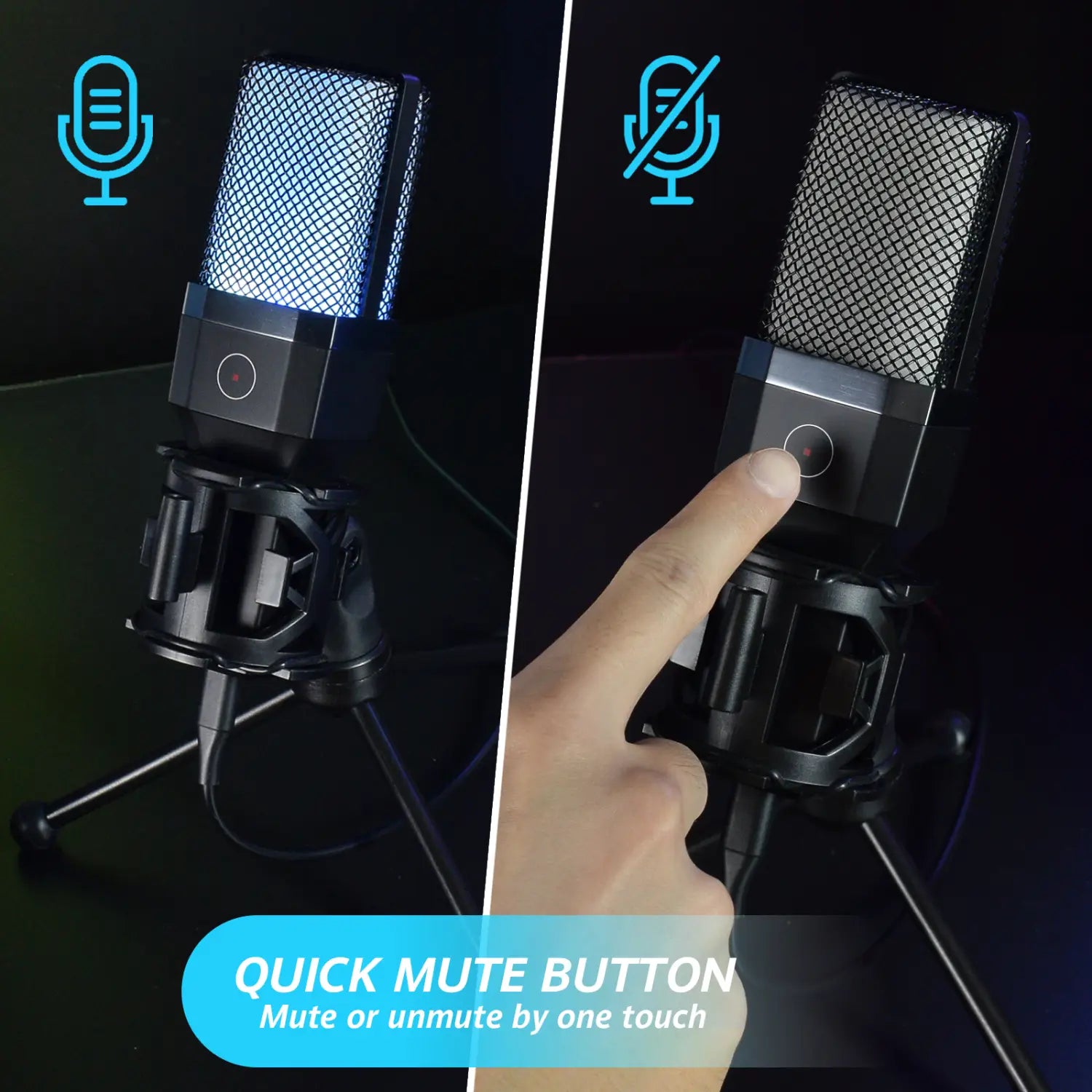 Computer Professional Gaming Condenser Microphone Karaoke Mic PC Laptop USB Wired Live Streaming Podcast Studio Mike Kit Gamer