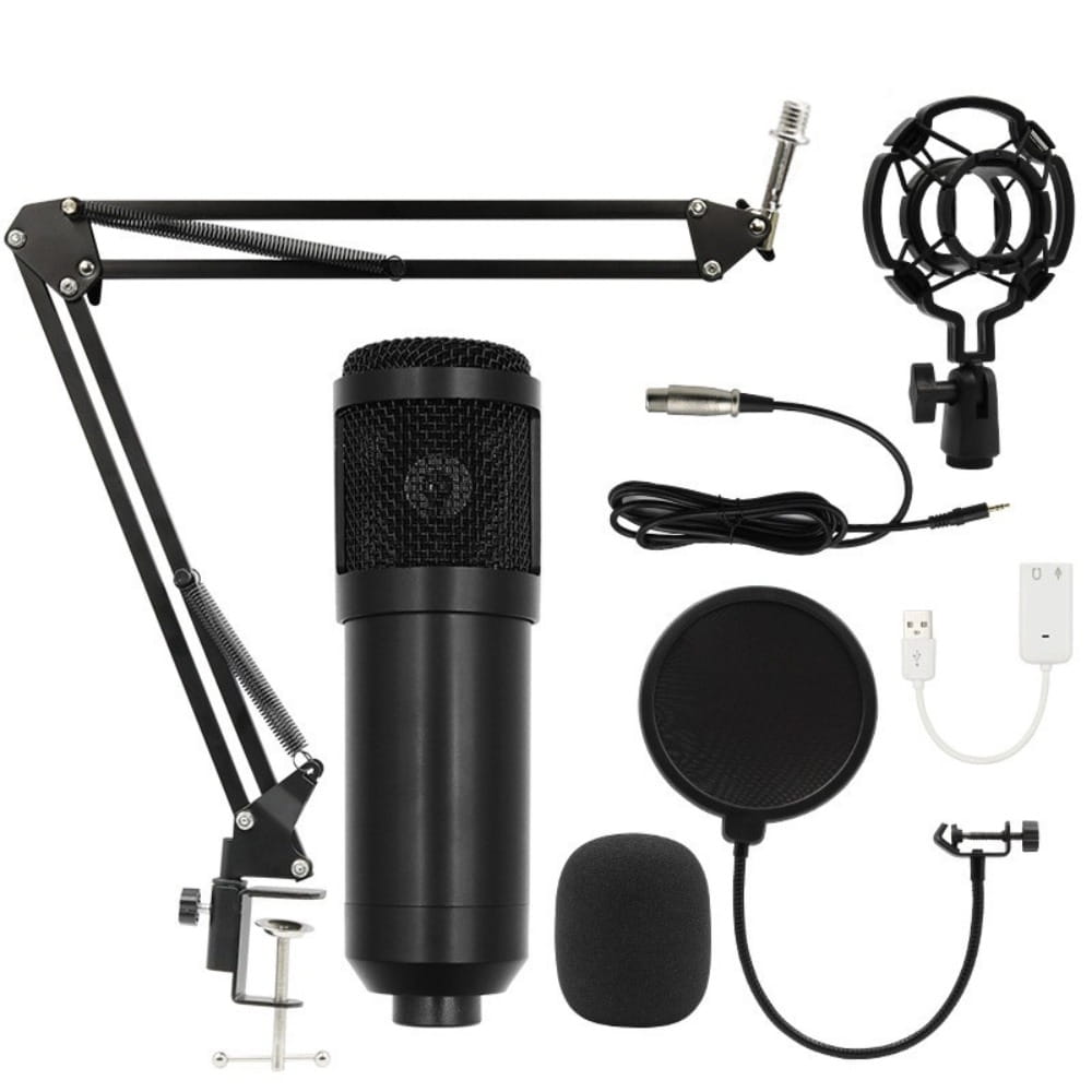 BM800 Condenser Microphone Kit Computer Sound Card Mobile Phone Audio Mixer Streaming USB External Sound Card Studio Recording