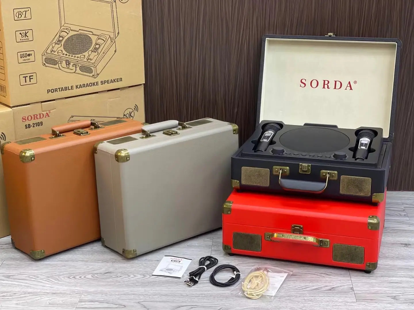 Retro High-quality Bluetooth Speaker Wireless Portable Home Theater KTV Outdoor Suitcase Karaoke Microphone Speakers SD2109