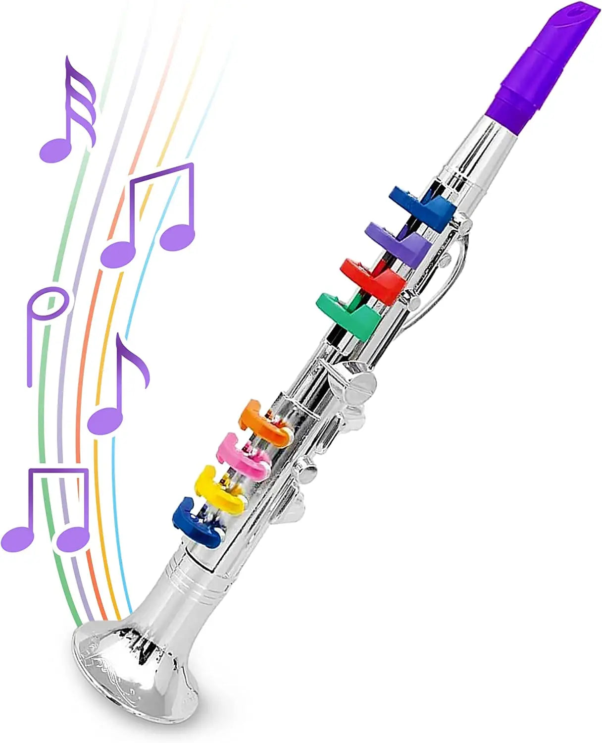 Toy Clarinet for Kids,Wind and Brass Musical Instruments for Toddlers,Toy Saxophone with 8 Colored Coded Keys Teaching Songs