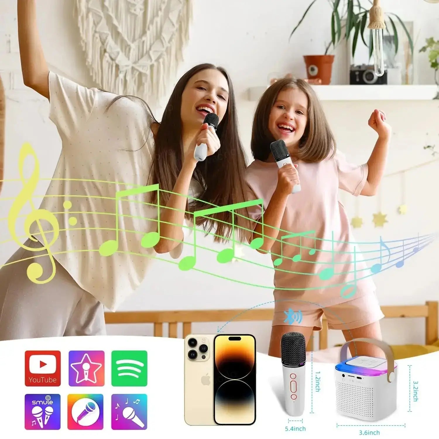 Karaoke Wireless Portable Bluetooth Speaker With Microphone Machine Mini Lamp Sound Box Music Small Caixa De Som Bocina Column