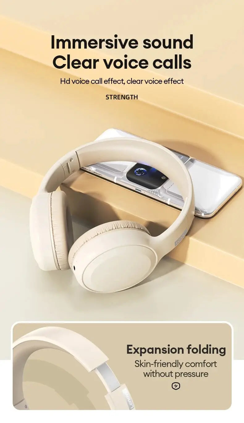 Choice Lenovo TH30 Wireless Headphones Bluetooth 5.3 Earphones Foldable Game Headset Sport Headphone with Mic Music Earbuds