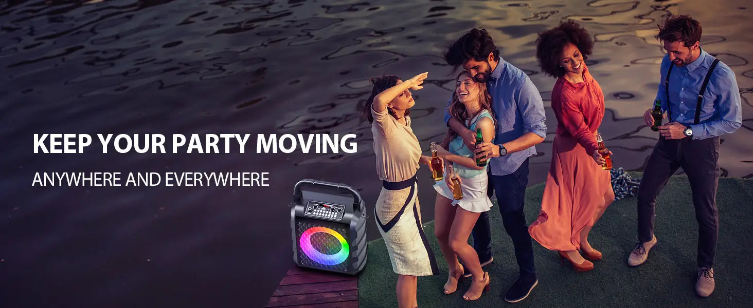 Karaoke Machine with 2 Wireless Microphones 【2025 Upgraded 20W 6.5’’Subwoofer】Portable Bluetooth Karaoke Speaker with PA System