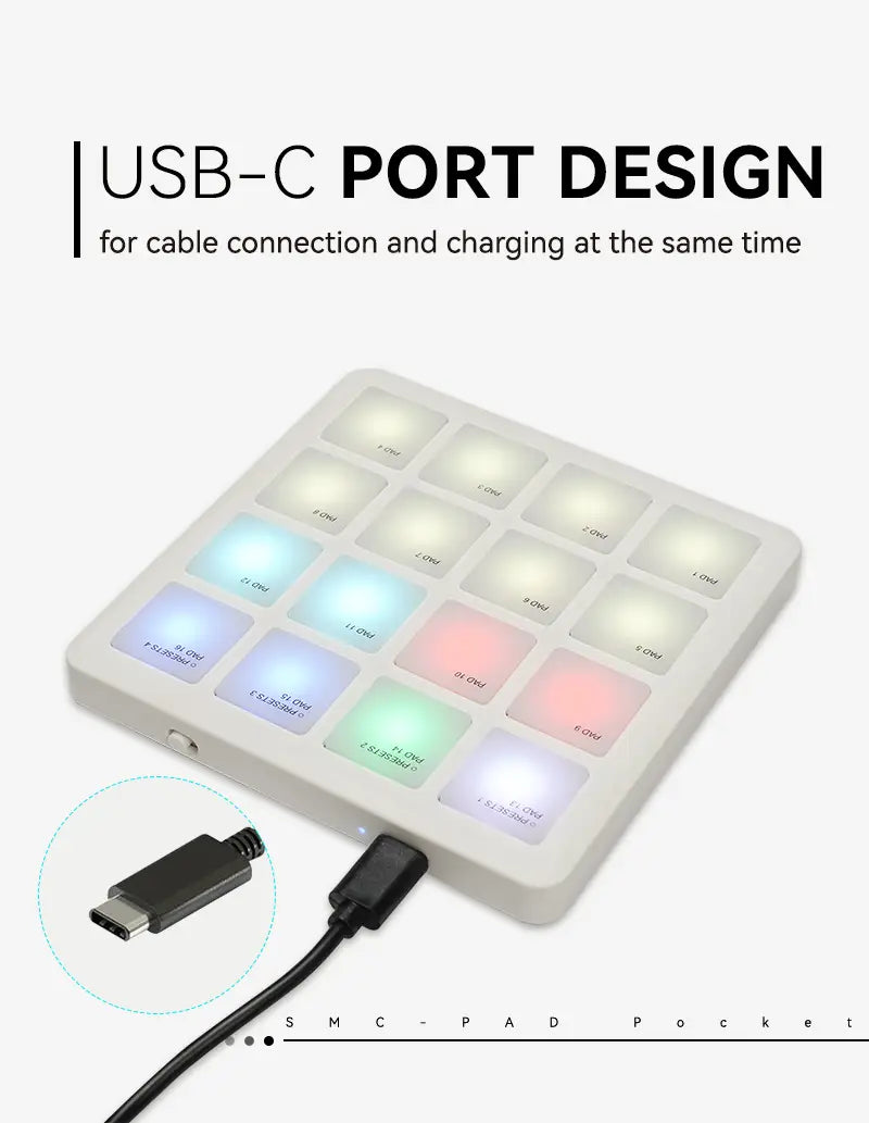 M-VAVE SK-16 SMC-PAD Pocket Pad Portable Wireless MIDI Controller 16 Pads Suitable Percussion Keyboard USB-C Interface