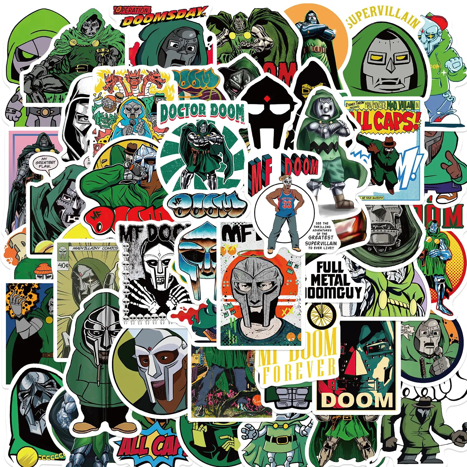 50PCS Hip Hop Rapper Mf Doom Stickers Singer Graffiti DIY Skateboard Phone Luggage Laptop Guitar Toys Decals Sticker For Fan
