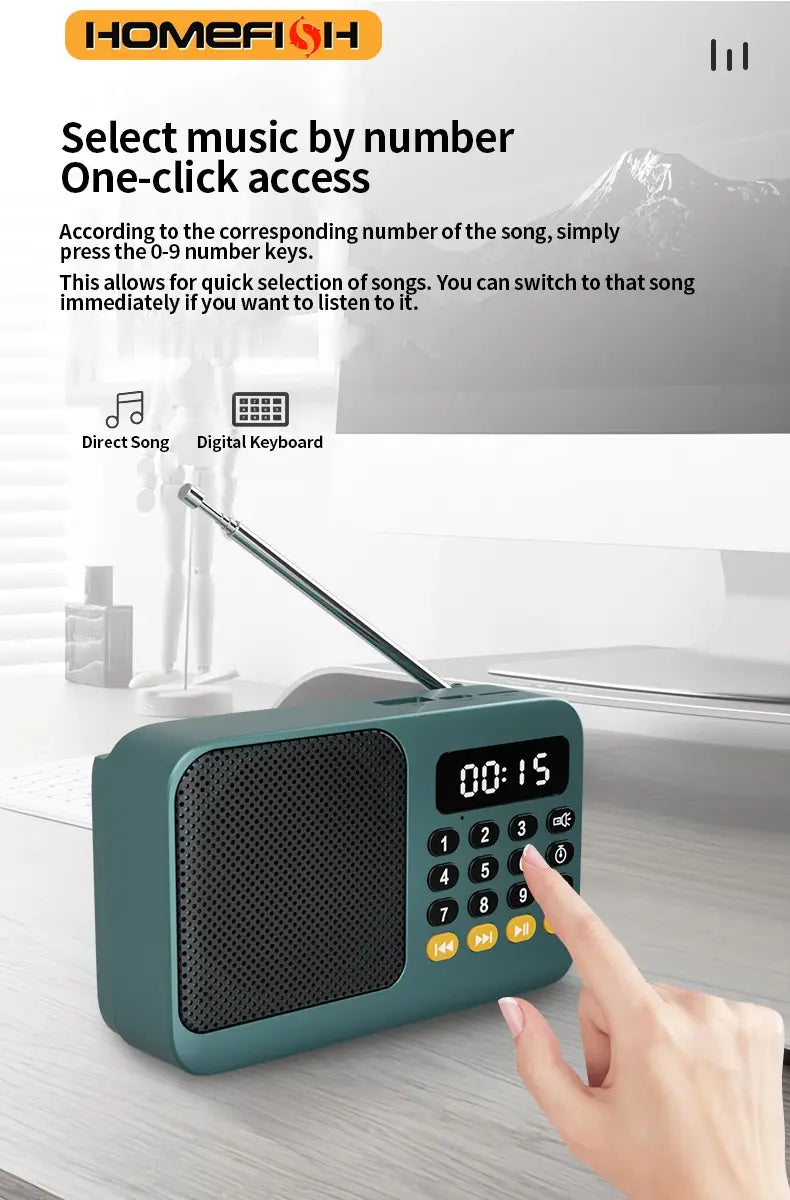 Handheld Rechargeable Digital FM USB TF MP3 Player Portable Radio Music Player Speaker Devices Supplies With LED Display Radio