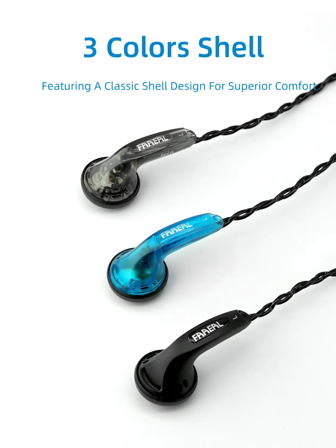 FAAEAL Earphones Iris 2.0 In Ear Earbuds 3.5mm Durable Wired Ear Buds Good Bass Music Headphones Running Sports Gaming Headsets
