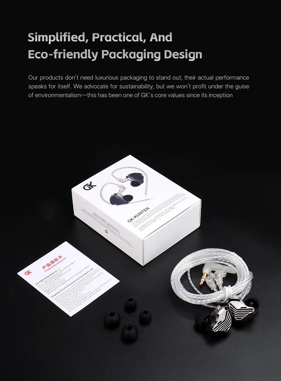 GK KUNTEN Dynamic Drive Headphones HIFI Heavy Bass Earbuds Sports Metal Headphones Detachable Headphones Gaming Headset Type-C