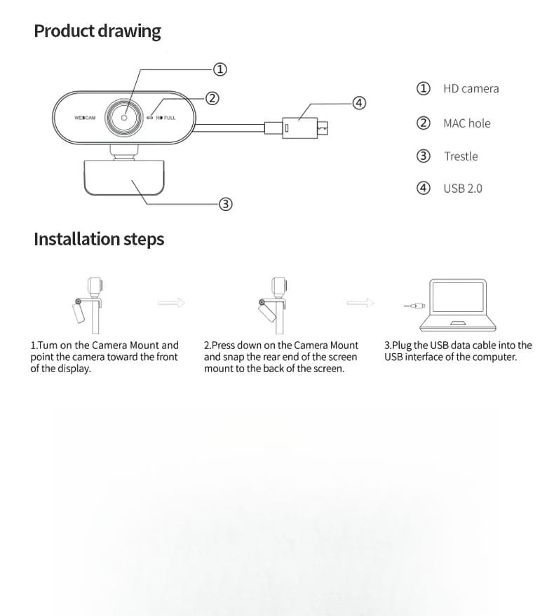 Webcam with Microphone USB Computer Camera for Video Calls Zoom Teams Streaming Plug and Play for PC Mac