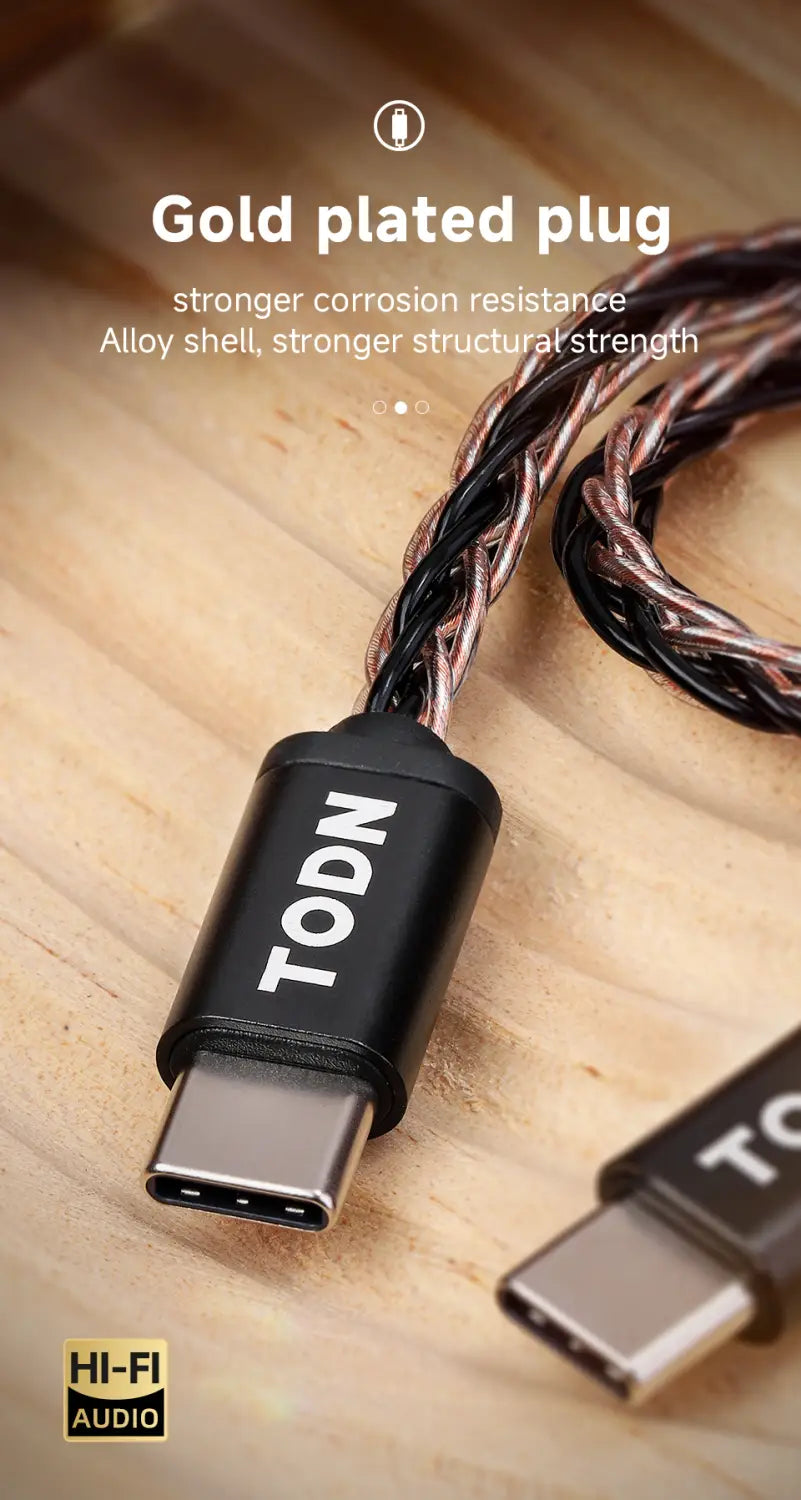 TODN OTG Audio Cable Hifi USB Cable Type C To C OFC Silver-plated HiFi Portable DAC Heaphone Amplifier