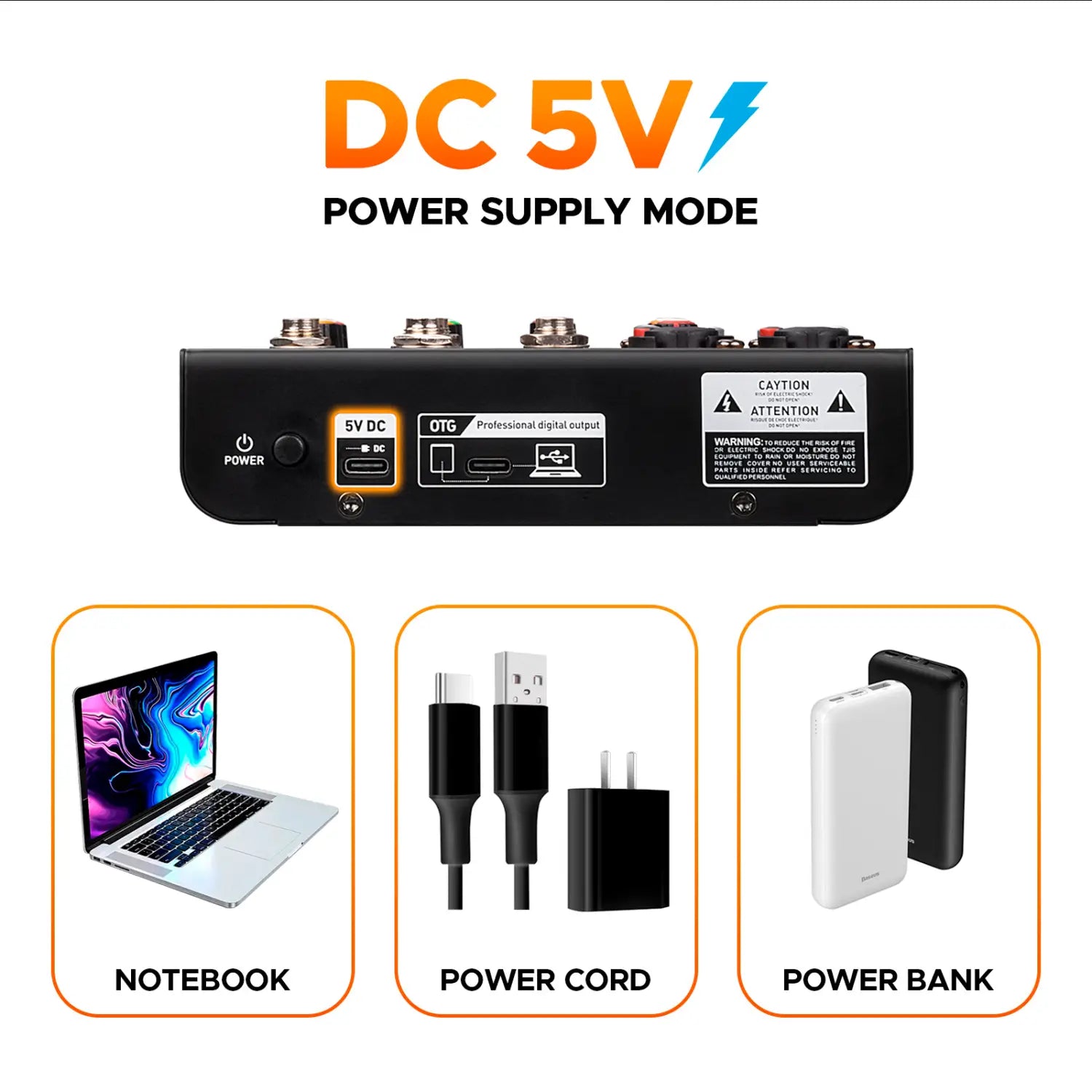 Debra OTG Audio Mixer DJ Console Mini4 Interface Bluetooth 48V Power Delay Repaeat Effect For Sound Mixing Console PC Recording