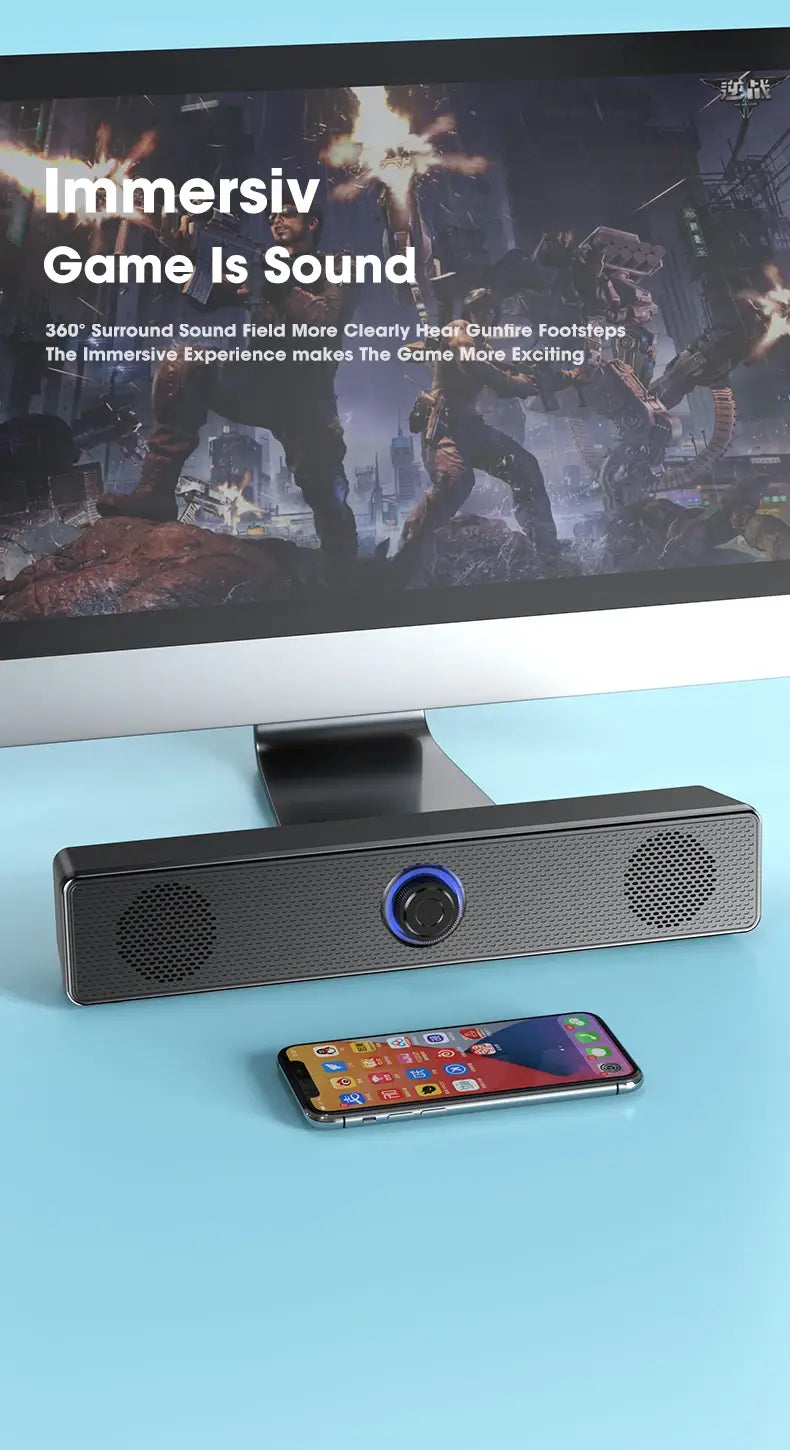 PC Soundbar Wired and Bluetooth Speaker USB Powered Soundbar for TV Pc Laptop Gaming Home Theater Surround Audio System
