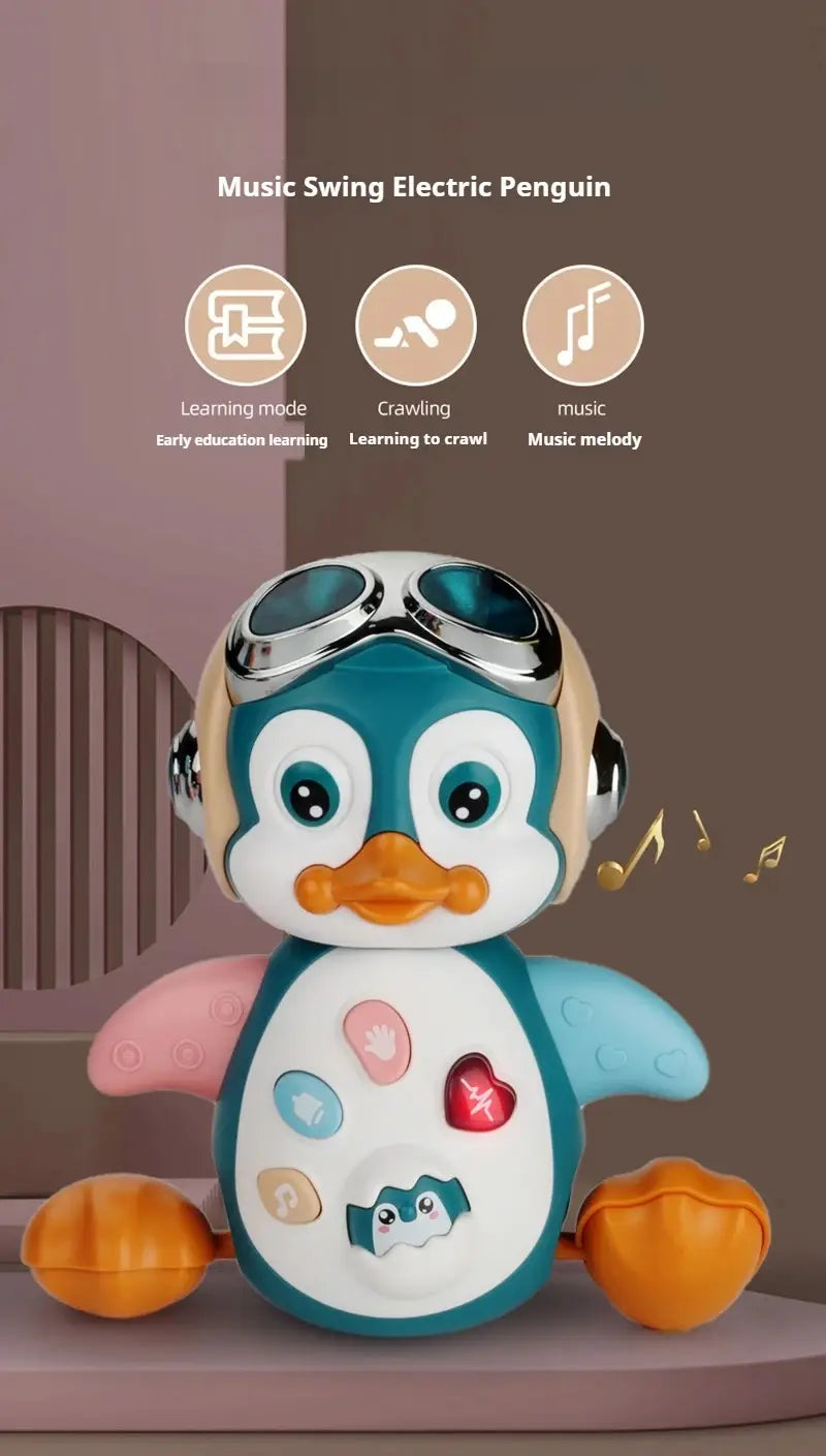 Interactive Walking Penguin Toy Dancing Musical Baby Toy with LED Lights Encourages Crawling Learning for Toddlers Infant Kids