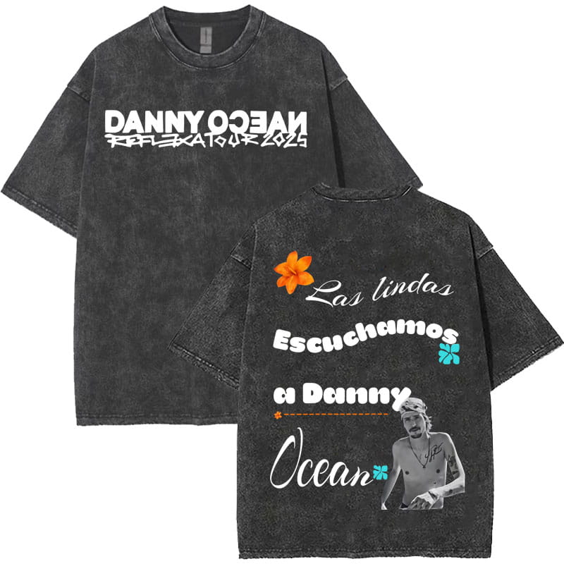 Rapper Danny Ocean Harajuku Letters Print Merch Vintage Washed T-Shirt Mens Hip Hop Crewneck Casual Y2K Tshirts Unisex Teenagers