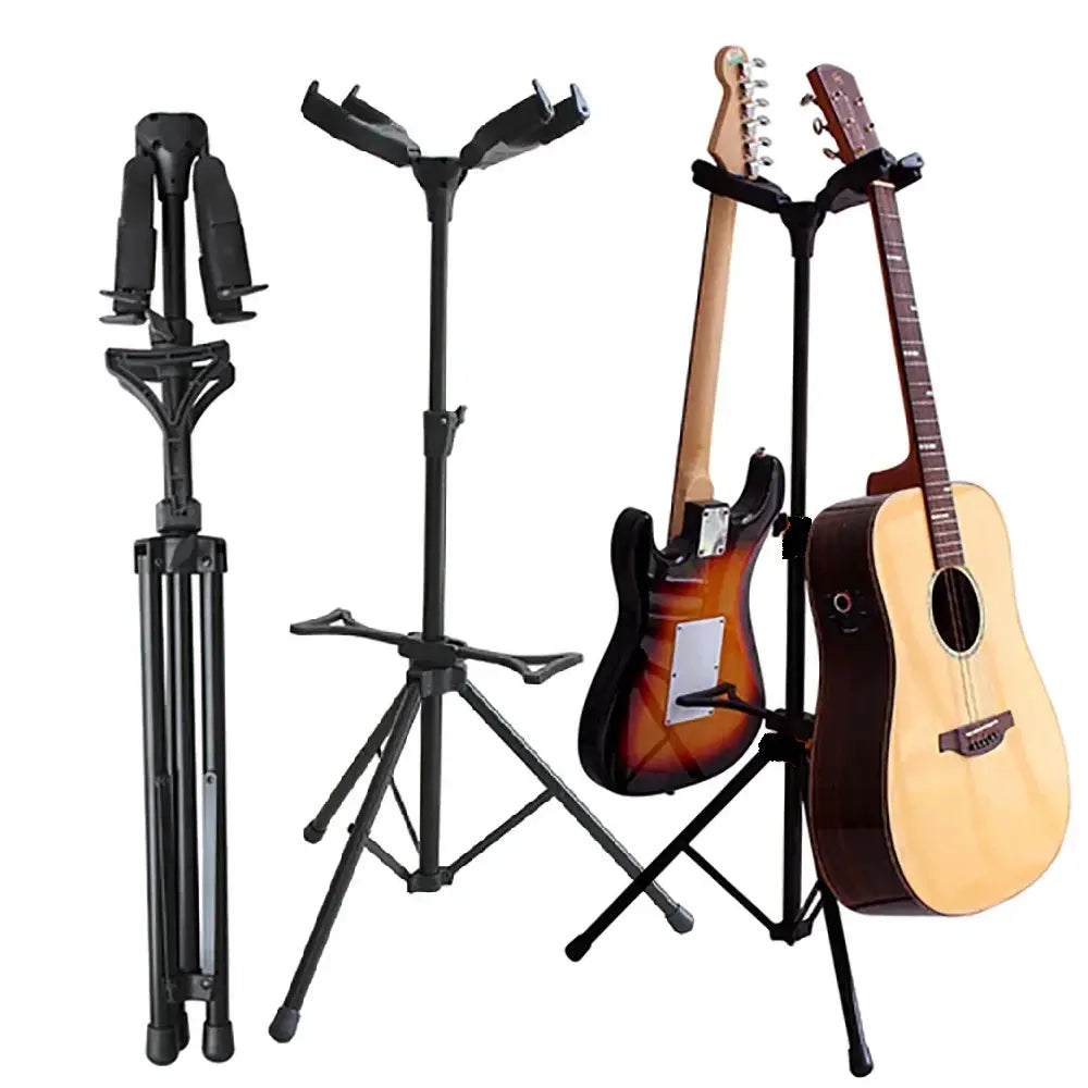 Flanger Guitar Stand Dual Head Metal Upright Stand Display 2pcs Guitar Bass Violin Ukulele Banjo Mandolin Instrument Accessories