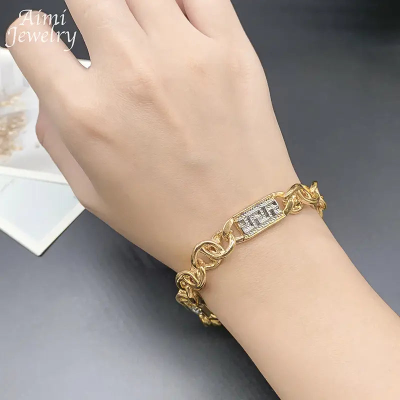 Hip Hop Trendy African Jewelry Set for Men Women Chunky Necklace Bracelet Gold Plated Fashion Jewellery for Party Daily Gifts
