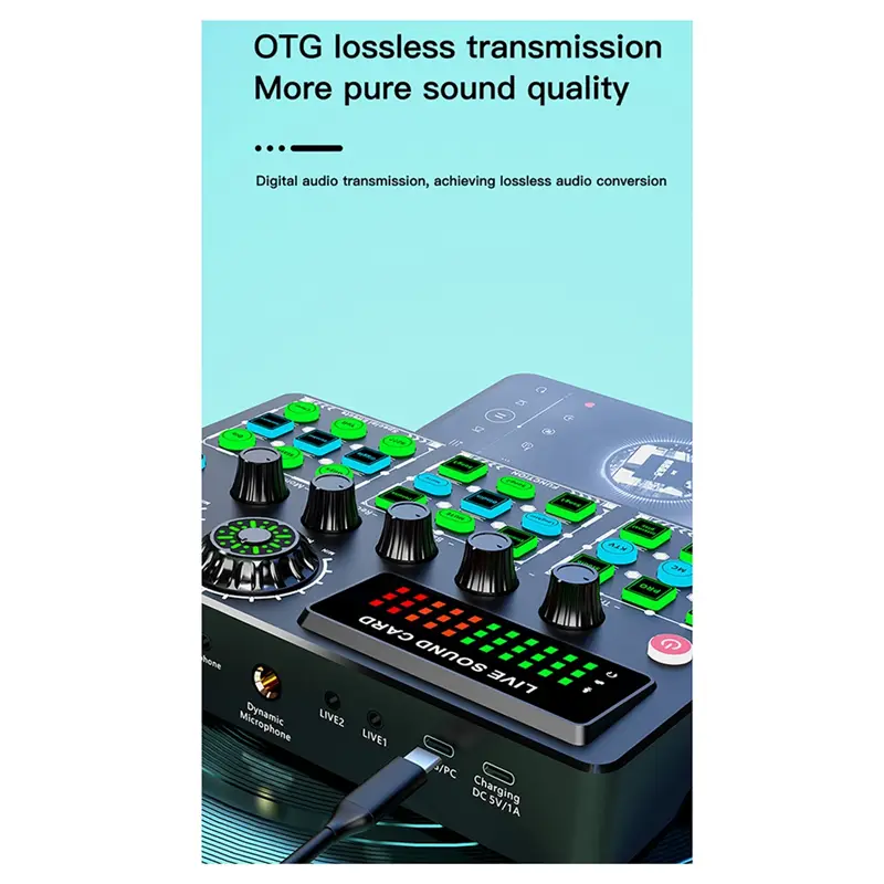 A06F-Dedicated Sound Card V99 Live Mobile Karaoke Recording Singing Computer Podcast Sound Card Mixer Equipment
